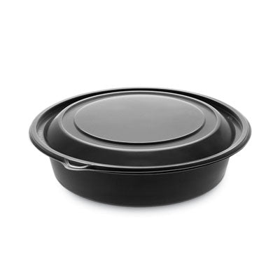 PCT0CN8083200BL EarthChoice MealMaster Container with Lid, 32 oz, 8" Diameter x 2.12" h, Black/Clear, Plastic, 250/Carton