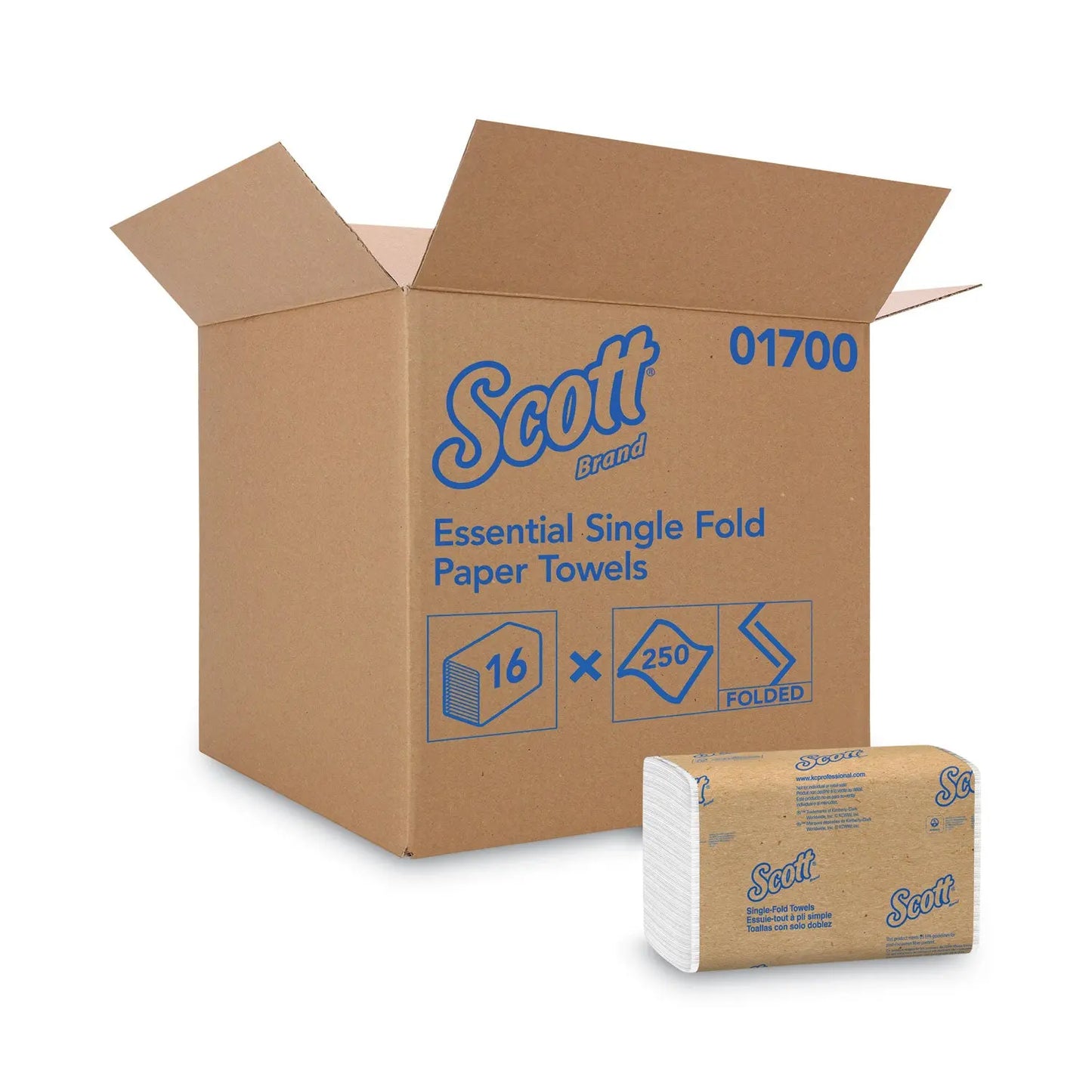 KCC01700 Essential Single-Fold Towels, Absorbency Pockets, 9.3 x 10.5, 250/Pack, 16 Packs/Carton Scott