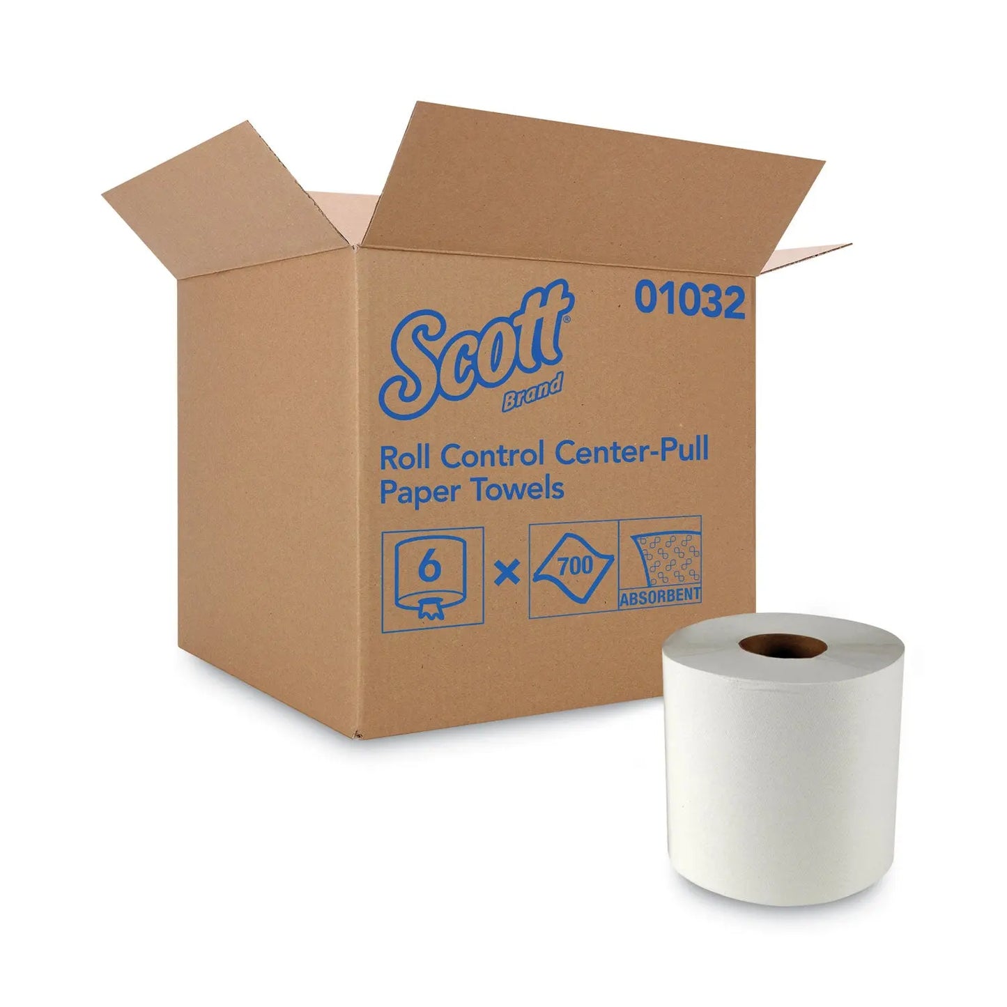 KCC01032 Essential Roll Center-Pull Towels, 1-Ply, 8 x 12, White, 700/Roll, 6 Rolls/Carton Scott