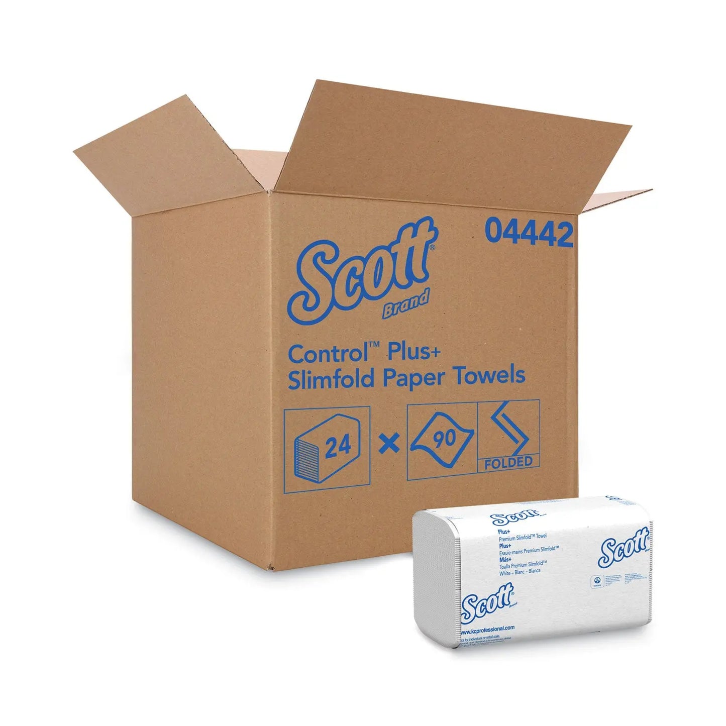 KCC04442 Slimfold Towels, 1-Ply, 7.5 x 11.6, White, 90/Pack, 24 Packs/Carton Scott