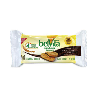 GRR22000570 belVita Breakfast Biscuits, Dark Chocolate Creme Breakfast Sandwich, 1.76 oz Pack, 25 Packs/Carton