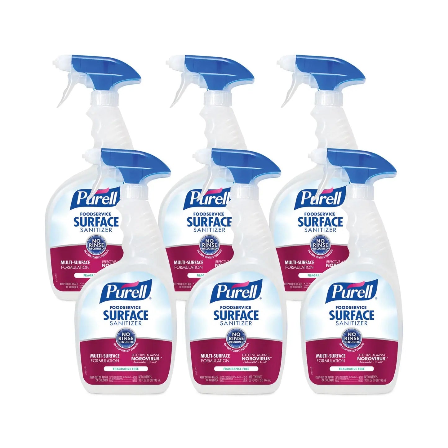 GOJ334106RTL Foodservice Surface Sanitizer3, Fragrance Free, 32 oz Bottle with Spray Trigger Attached, 6/Carton PURELL