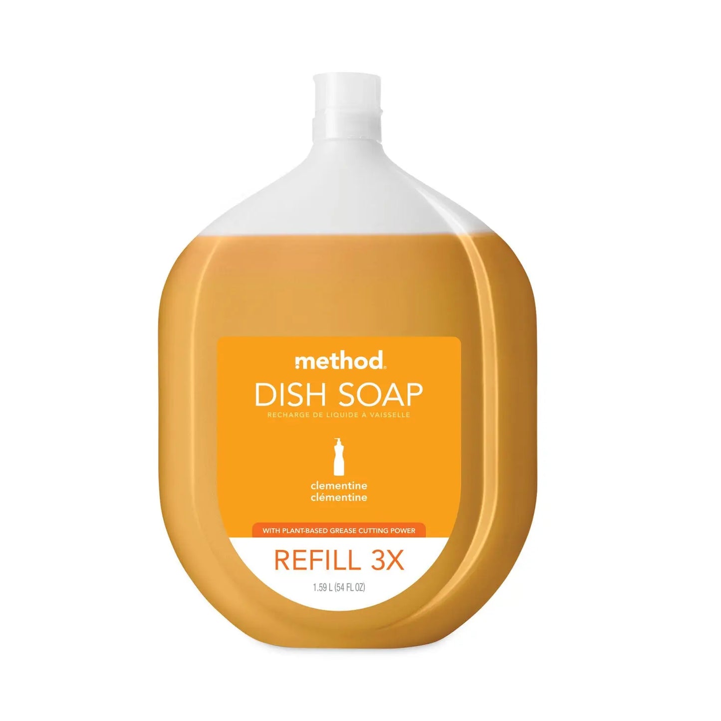 MTH10576 Dish Soap Refill Tub, Clementine Scent, 54 oz Tub, 4/Carton Method
