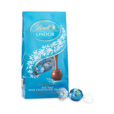 GRR30101012 Lindor Truffles Milk Chocolate Sea Salt, 5.1 oz Bag, 3 Bags/Pack