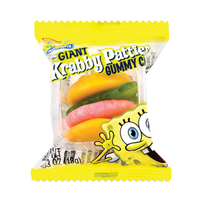 GRR2500006 SpongeBob Squarepants Giant Krabby Patties Gummy Candy, 0.63 oz Pack, 36/Carton