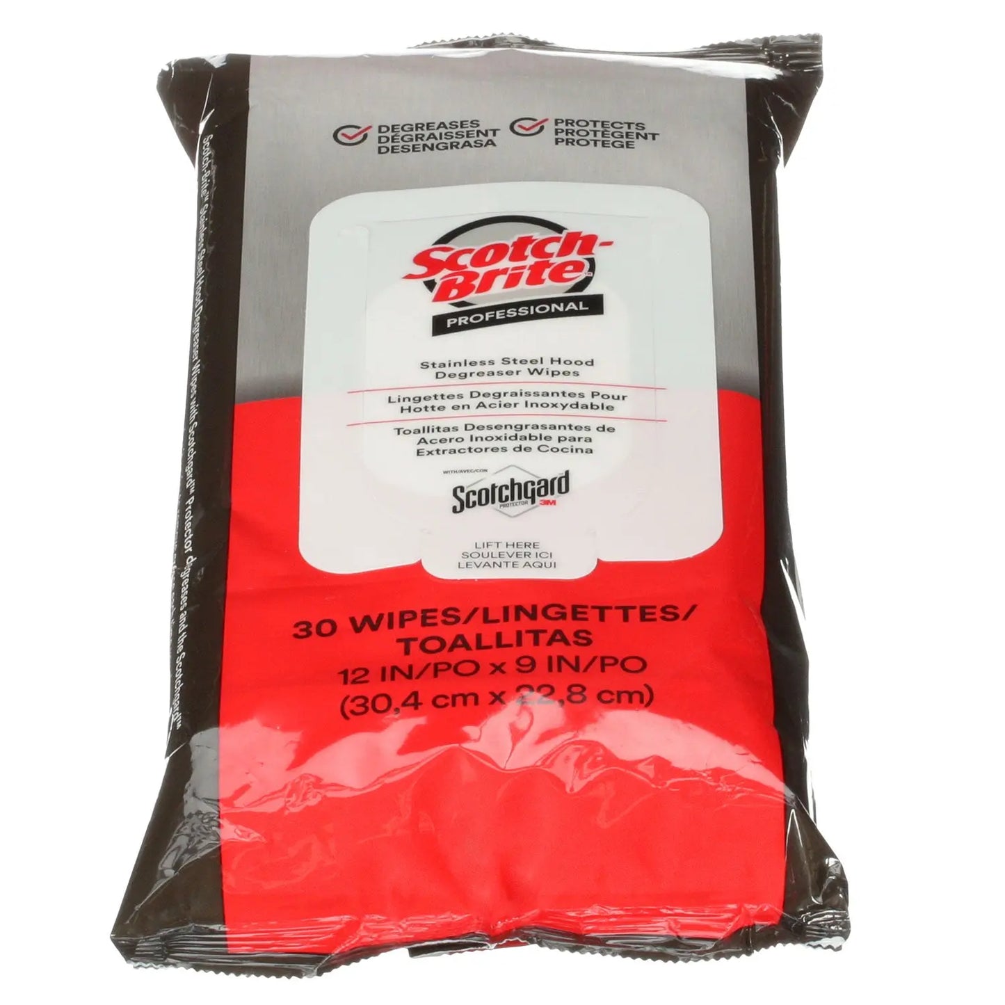 MMMSSWIPES Stainless Steel Hood Degreaser Wipes, 1-Ply, 9 x 12, Unscented, White, 30 Wipes/Pack, 6 Packs/Carton Scotch-Brite