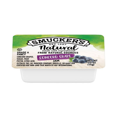 SMU8202 Smuckers 1/2 Ounce Natural Jam, 0.5 oz Container, Concord Grape, 200/Carton J.M. SMUCKER CO.