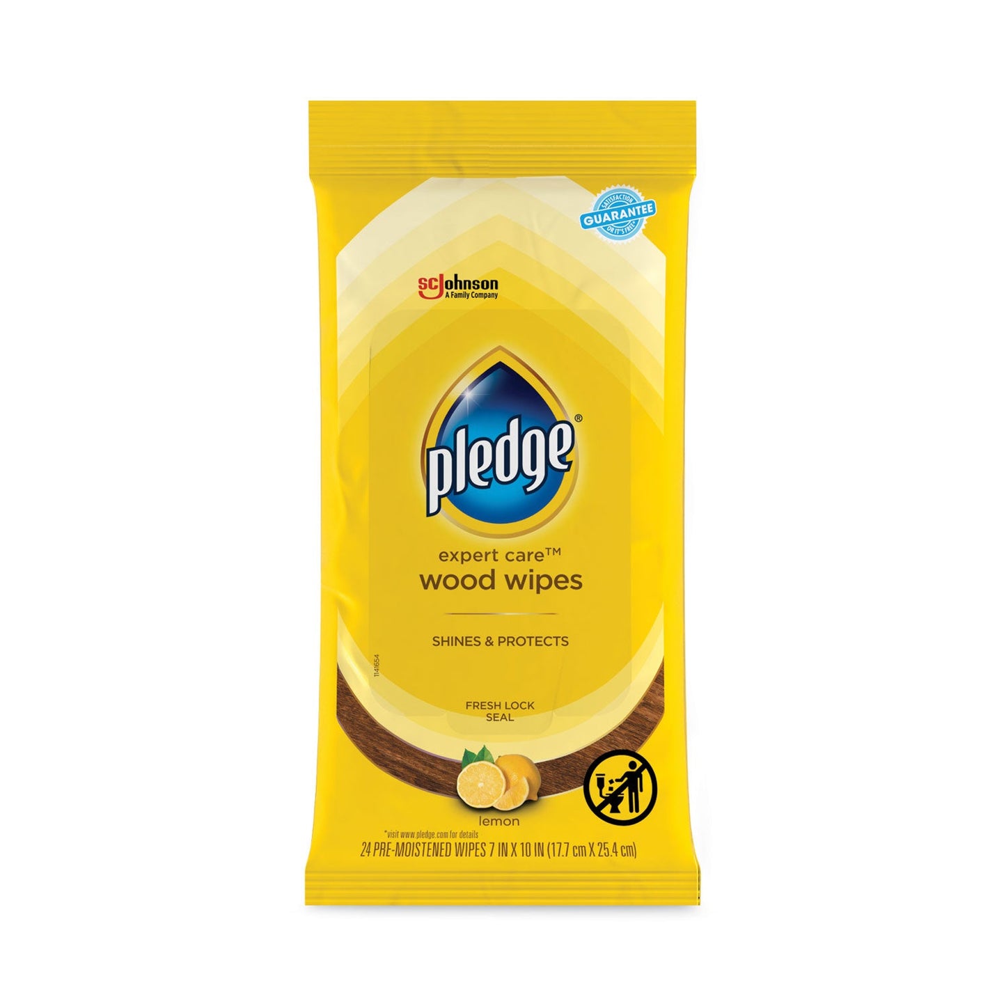 SJN336297PK Lemon Scent Wet Wipes, Cloth, 7 X 10, White, 24/pack Pledge