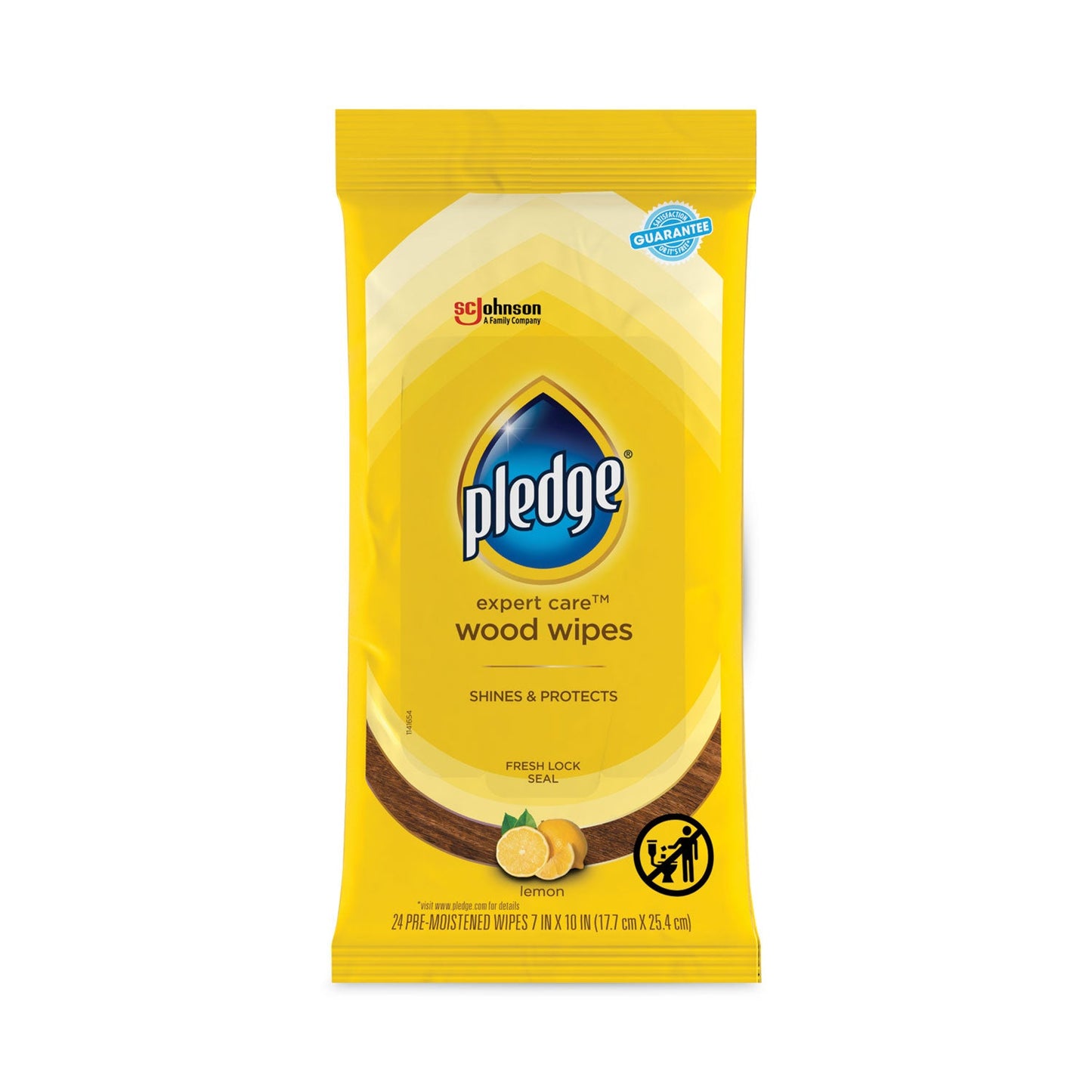 SJN336297 Lemon Scent Wet Wipes, Cloth, 7 X 10, White, 24/pack, 12 Packs/carton Pledge