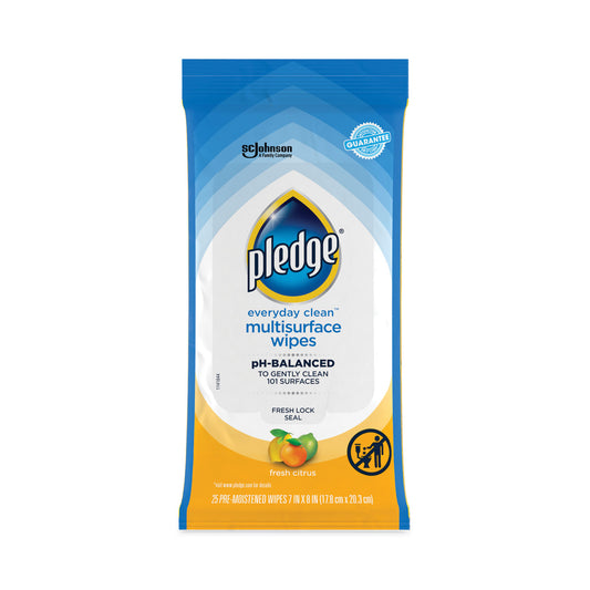 SJN336274EA Multi-Surface Cleaner Wet Wipes, Cloth, 7 x 10, Fresh Citrus, White, 25 Wipes