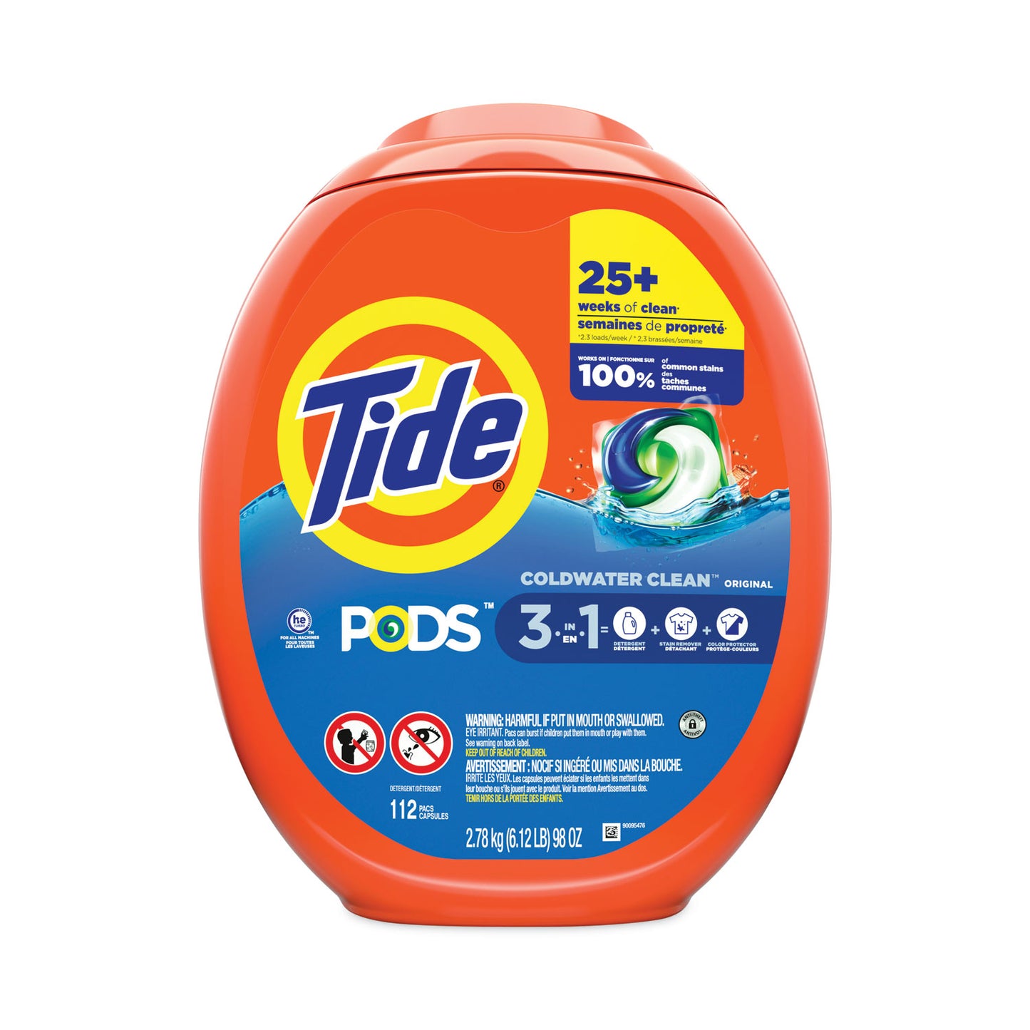 PGC03243 Pods, HE Compatible, Tide Original, 85 oz, 112 Pods/Tub, 4 Tubs/Carton Tide