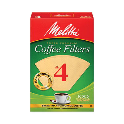 GRR22000695 Melitta Coffee Filters, #4, 8 to 12 Cup Size, Cone Style, 100 Filters/Pack, 3/Pack