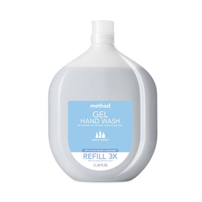 MTH378682 Gel Hand Wash Refill Tub, Sweet Water Scent, 34 oz, 4/Carton METHOD PRODUCTS INC.