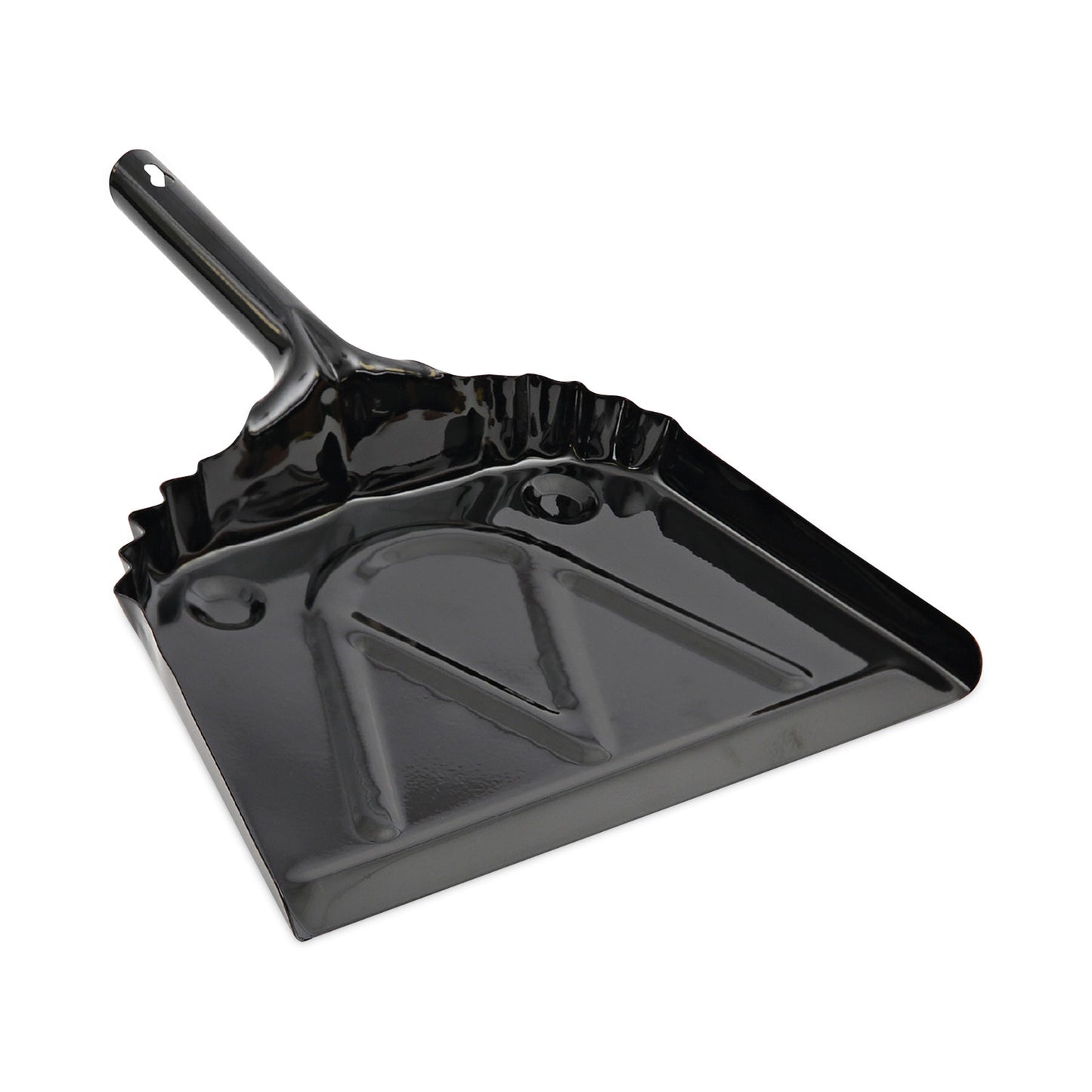 BWK04212EA Metal Dust Pan, 12 x 14, 5" Handle, 20-Gauge Steel, Black Boardwalk