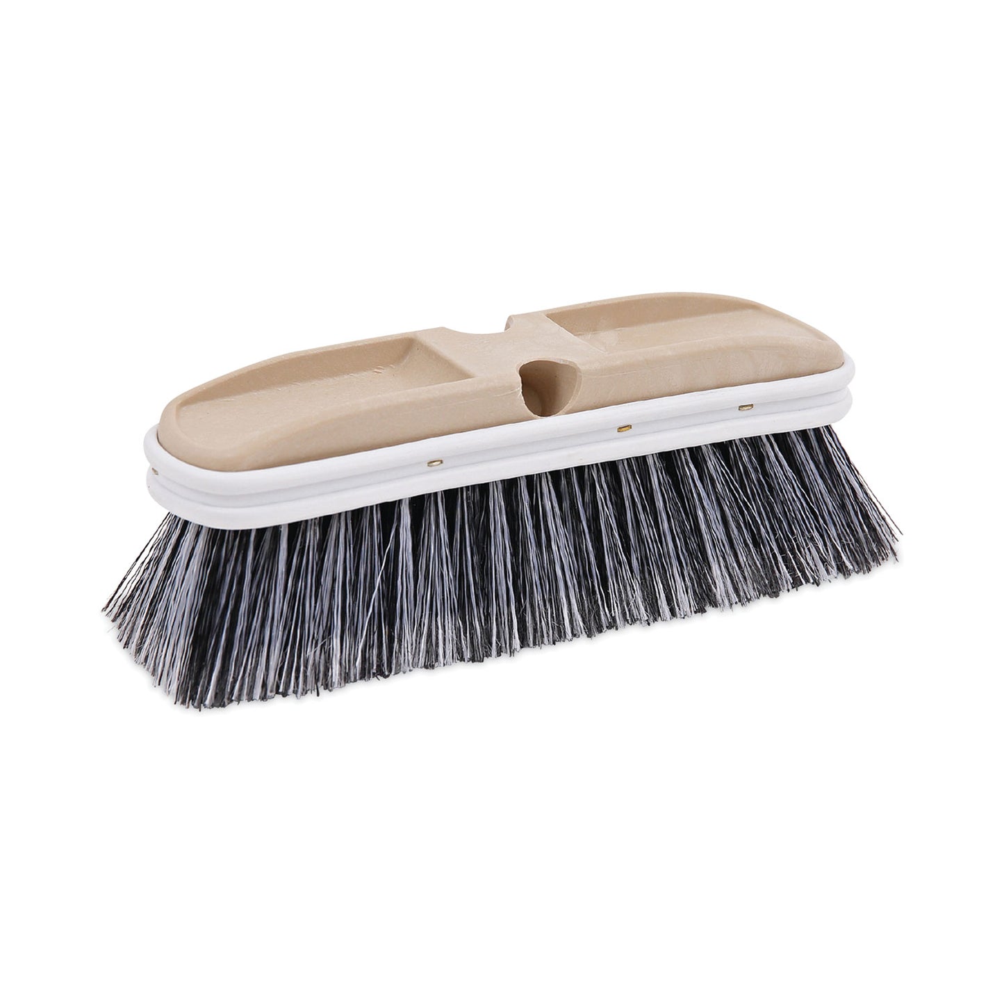 BWK8410 Polystyrene Vehicle Brush with Vinyl Bumper, Black/White Polystyrene Bristles, 10" Brush