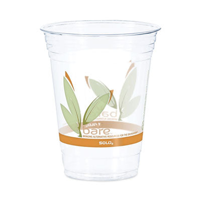 DCCRTP16DBAREPK Bare Eco-Forward RPET Cold Cups, 16 oz to 18 oz, Plastic, Leaf Design, 50/Pack