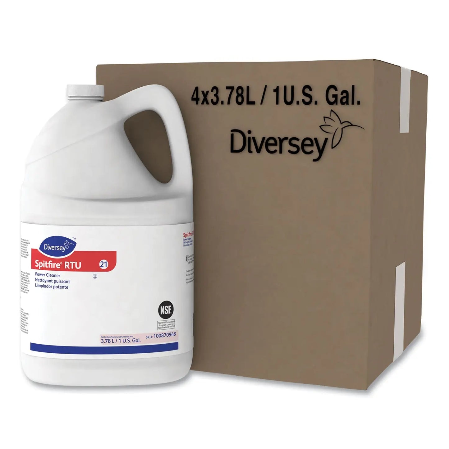 DVO100870948 Spitfire Power Cleaner, Fresh Pine Scent, 3.78 L Container, 4/carton Diversey