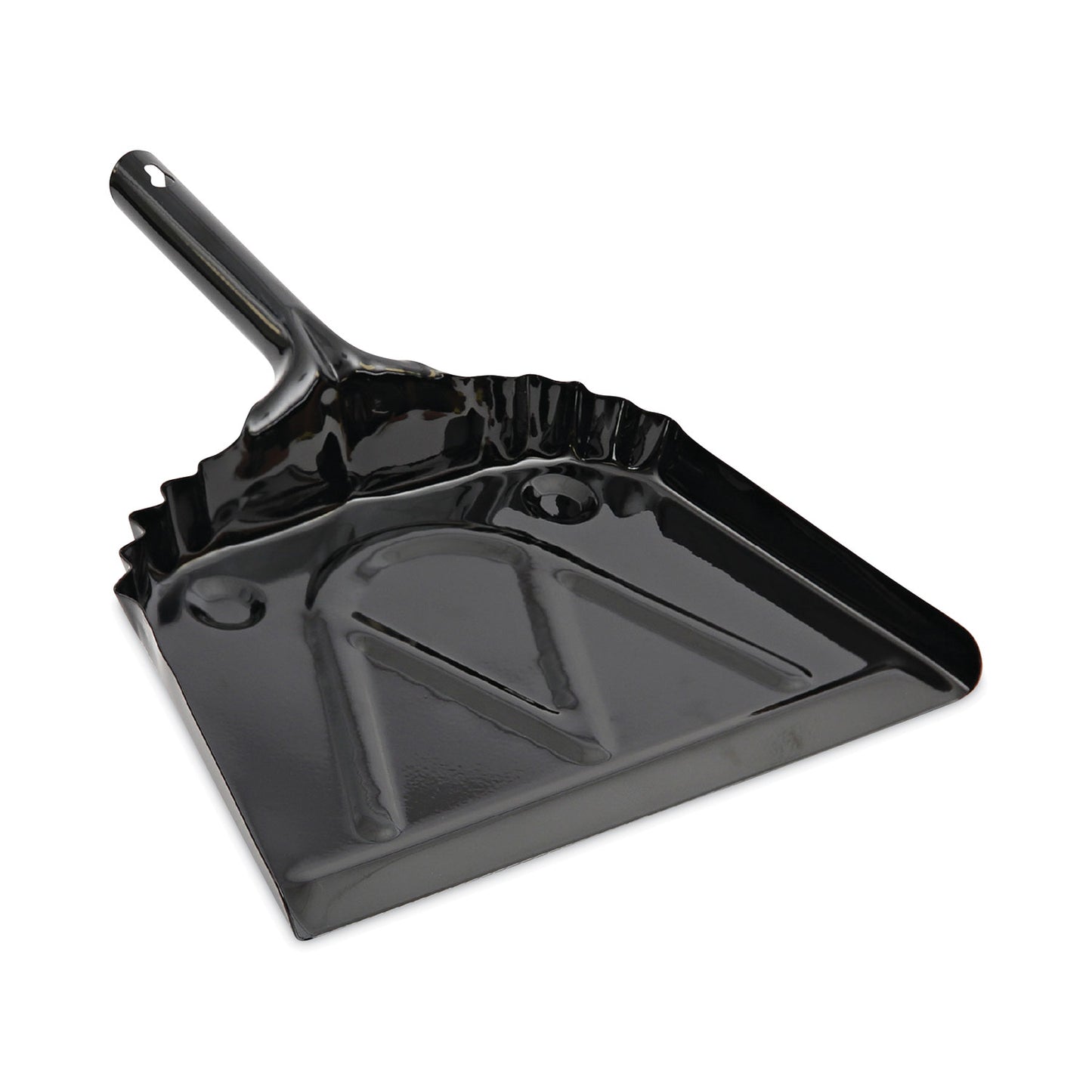 BWK04212 Metal Dust Pan, 12 x 14, 5" Handle, 20-Gauge Steel, Black, 12/Carton Boardwalk