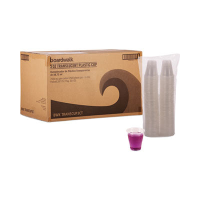 BWKTRANSCUP3CT Translucent Plastic Cold Cups, 3 oz, 125/Sleeve, 20 Sleeves/Carton BOARDWALK