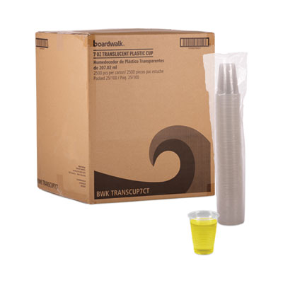 BWKTRANSCUP7CT Translucent Plastic Cold Cups, 7 oz, 100/Sleeve, 25 Sleeves/Carton BOARDWALK