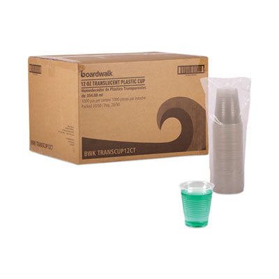 BWKTRANSCUP12CT Translucent Plastic Cold Cups, 12 oz, 50/Sleeve, 20 Sleeves/Carton BOARDWALK