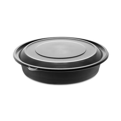 PCT0CN80948CSTC EarthChoice MealMaster Container with Lid, 48 oz, 10.13" Diameter x 2.13" h, Black/Clear, Plastic, 150/Carton