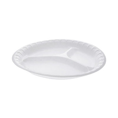 PCT0TH10044000Y Placesetter Satin Non-Laminated Foam Dinnerware, 3-Compartment Plate, 10.25" dia, White, 540/Carton