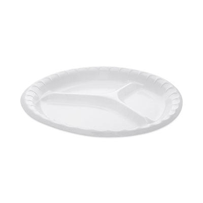 PCT0TK10044000Y Placesetter Deluxe Laminated Foam Dinnerware, 3-Compartment Plate, 10.25" dia, White, 540/Carton