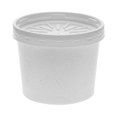 PCTD12RBLD Paper Round Food Container and Lid Combo, 12 oz, 3.8" Diameter x 3" h, White, 250/Carton PACTIV EVERGREEN CORPORATION