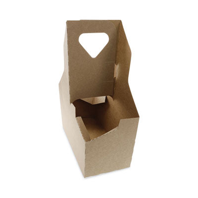 PCTD24CPCRY44 Paperboard Cup Carrier, Up to 44 oz, Two to Four Cups, Natural, 250/Carton