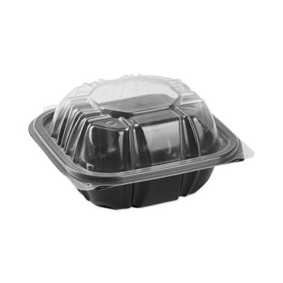 PCTDC6610B000 EarthChoice Vented Dual Color Microwavable Hinged Lid Container, 16 oz, 6 x 6 x 3, Black/Clear, Plastic, 321/Carton