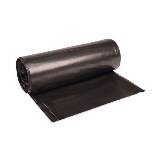 BWK434722BLK High-Density Can Liners, 56 gal, 19 mic, 43" x 47", Black, Perforated Roll, 25 Bags/Roll, 6 Rolls/Carton