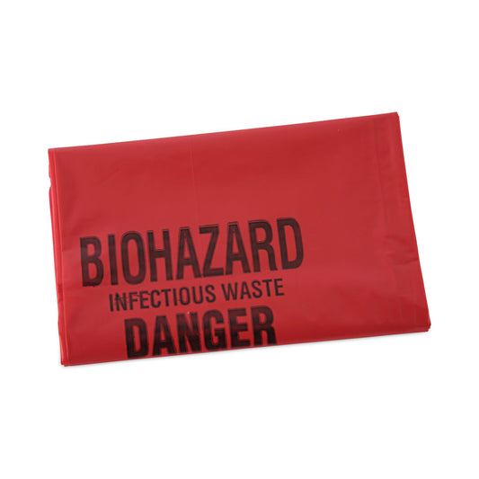 BWKIW2432R Linear Low Density Health Care Trash Can Liners, 16 gal, 1.3 mil, 24" x 32", Red, Flat Pack, 250/Carton