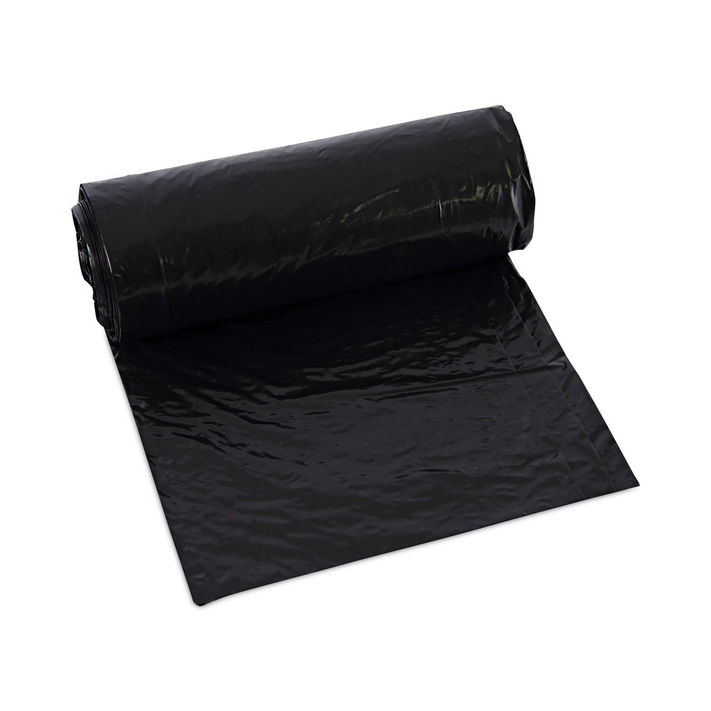 BWK510 Low-Density Waste Can Liners, 16 gal, 1 mil, 24" x 32", Black, Perforated Roll, 10 Bags/Roll, 15 Rolls/Carton Boardwalk
