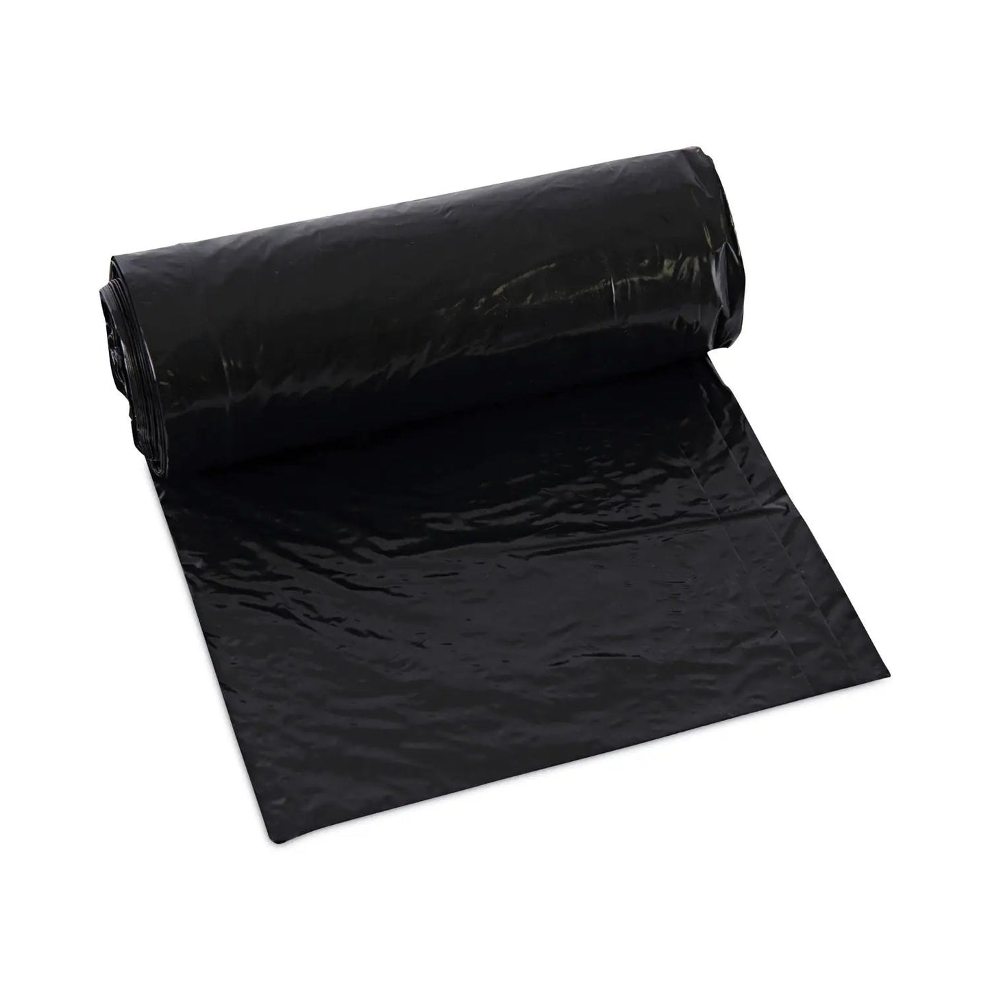 BWK510 Low-Density Waste Can Liners, 16 Gal, 1 mil, 24" x 32", Black, Perforated Roll, 10 Bags/Roll, 15 Rolls/Carton Boardwalk