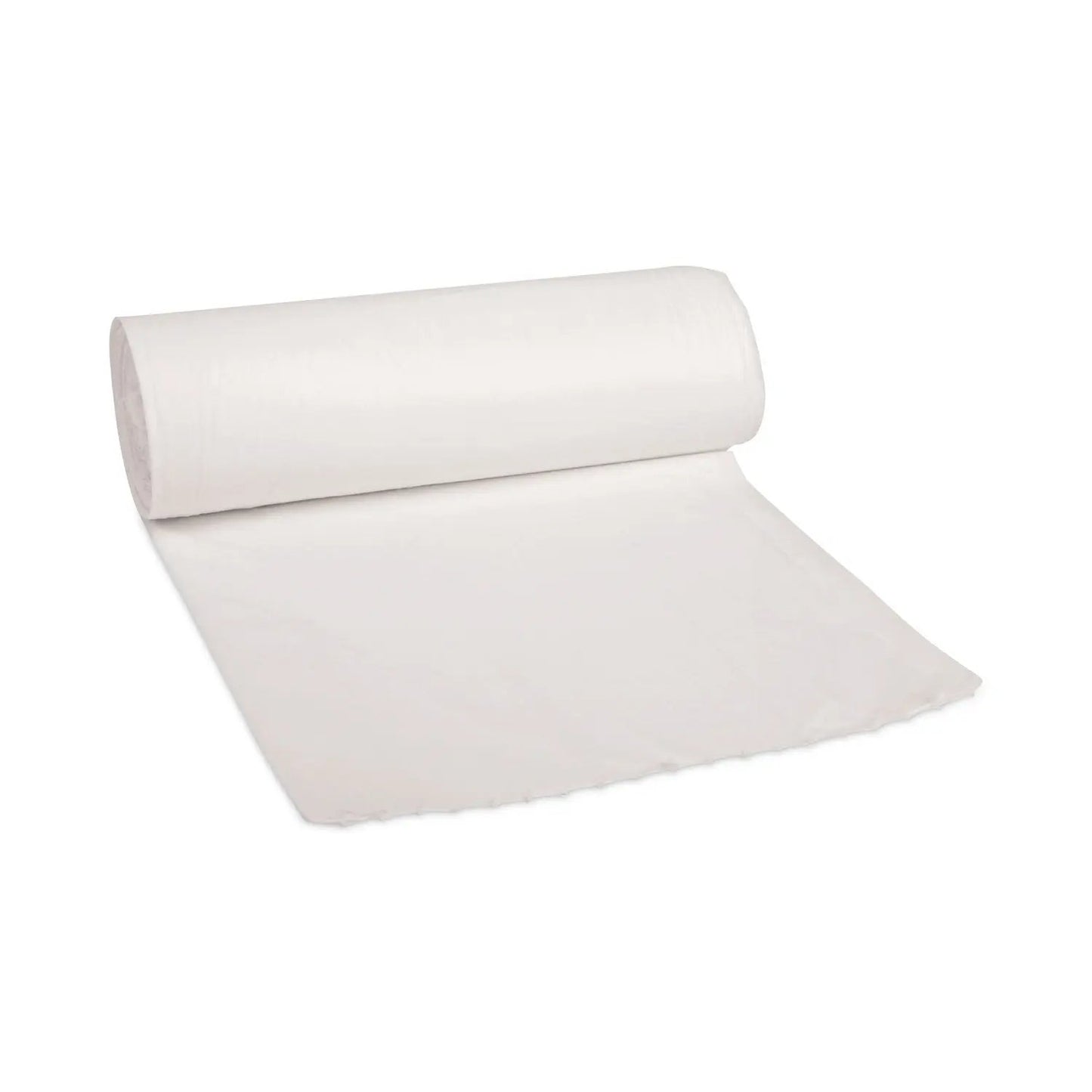 BWK515 Low-Density Waste Can Liners, 60 gal, 0.5 mil, 38" x 58", White, Perforated Roll, 10 Bags/Roll, 10 Rolls/Carton Boardwalk