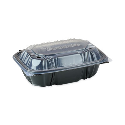 PCTDC961000B000 EarthChoice Vented Dual Color Microwavable Hinged Lid Container, 34 oz, 9 x 6 x 3.1, Black/Clear, Plastic, 140/Carton PACTIV EVERGREEN CORPORATION