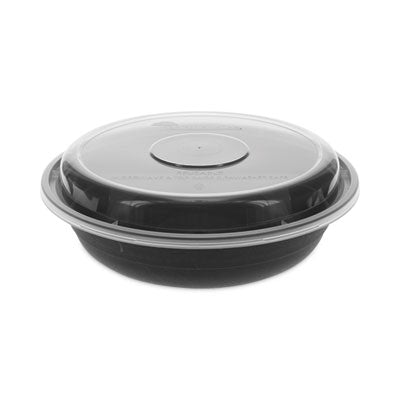 PCTNV2GRN237B EarthChoice Versa2Go Microwaveable Container, 22 oz, 6.8 x 6.8 x 1.8, Black/Clear, Plastic, 150/Carton
