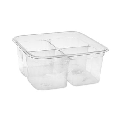PCTY6S324C EarthChoice Square Recycled Bowl, 4 Compartments, 32 oz, 6.13 x 6.13 x 2.61, Clear, Plastic, 360/Carton