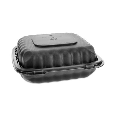 PCTYCNB08010000 EarthChoice SmartLock Microwavable MFPP Hinged Lid Container, 8.31 x 8.35 x 3.1, Black, Plastic, 200/Carton