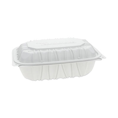 PCTYCNW0205 EarthChoice Vented Microwavable MFPP Hinged Lid Container, 9 x 6 x 3.1, White, Plastic, 170/Carton