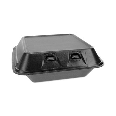 PCTYHLB08010000 SmartLock Foam Hinged Lid Container, Medium, 8 x 8.5 x 3, Black, 150/Carton