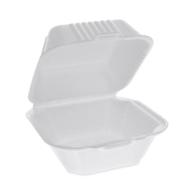 PCTYHLW06000000 SmartLock Foam Hinged Lid Container, Sandwich, 5.75 x 5.75 x 3.25, White, 504/Carton