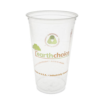 PCTYPLA24CEC EarthChoice Compostable Cold Cup, 24 oz, Plastic, Clear/Printed, 580/Carton