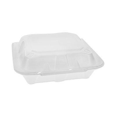 PCTYTD18801ECON Vented Foam Hinged Lid Container, Dual Tab Lock Economy, 8.4 x 8 x 3, White, 150/Carton PACTIV EVERGREEN CORPORATION