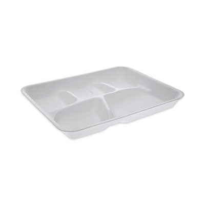 PCTYTH10500SGBX Foam School Trays, 5-Compartment Tray, 8.25 x 10.5 x 1, White, 500/Carton