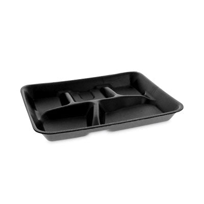 PCTYTHB0500SGBX Foam School Trays, 5-Compartment Tray, 8.25 x 10.25 x 1, Black, 500/Carton