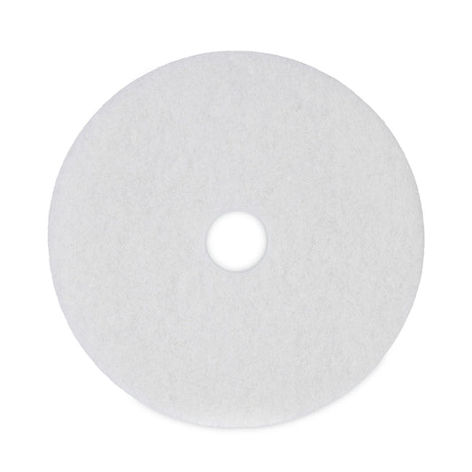 BWK4019WHI Polishing Floor Pads, 19" Diameter, White, 5/carton