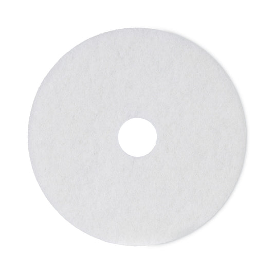 BWK4018WHI Polishing Floor Pads, 18" Diameter, White, 5/carton