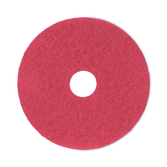 BWK4017RED Buffing Floor Pads, 17" Diameter, Red, 5/carton